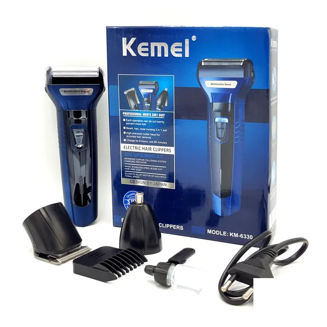 Kemei KM-6330 3-in-1 Shaver, Hair Clipper & Nose Trimmer