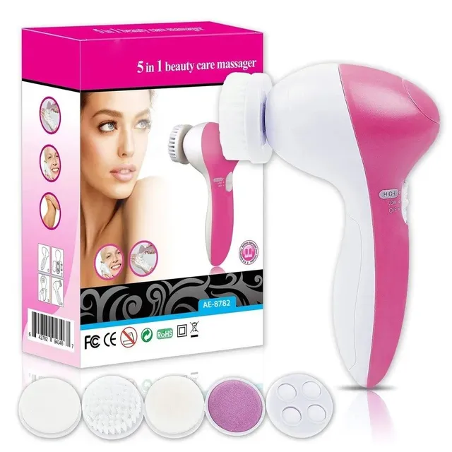 5-in-1 Electric Facial Cleansing Brush with 2 Speeds