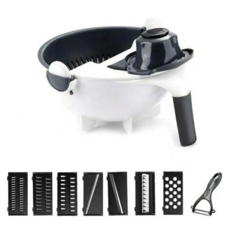 9-in-1 Vegetable Cutter & Grater with Drain Basket