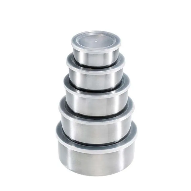 5-Piece Stainless Steel Bowl Set with Lids, 240ml to 1200ml