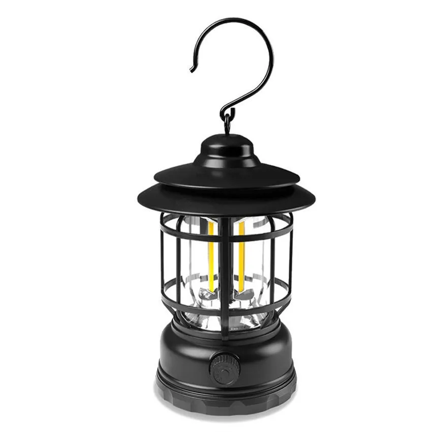 Retro LED Camping Lantern, Rechargeable, with Hanging Hook