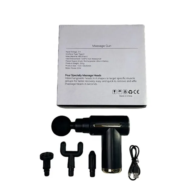 Hot Compress Massage Gun with 4 Heads, Type-C Rechargeable